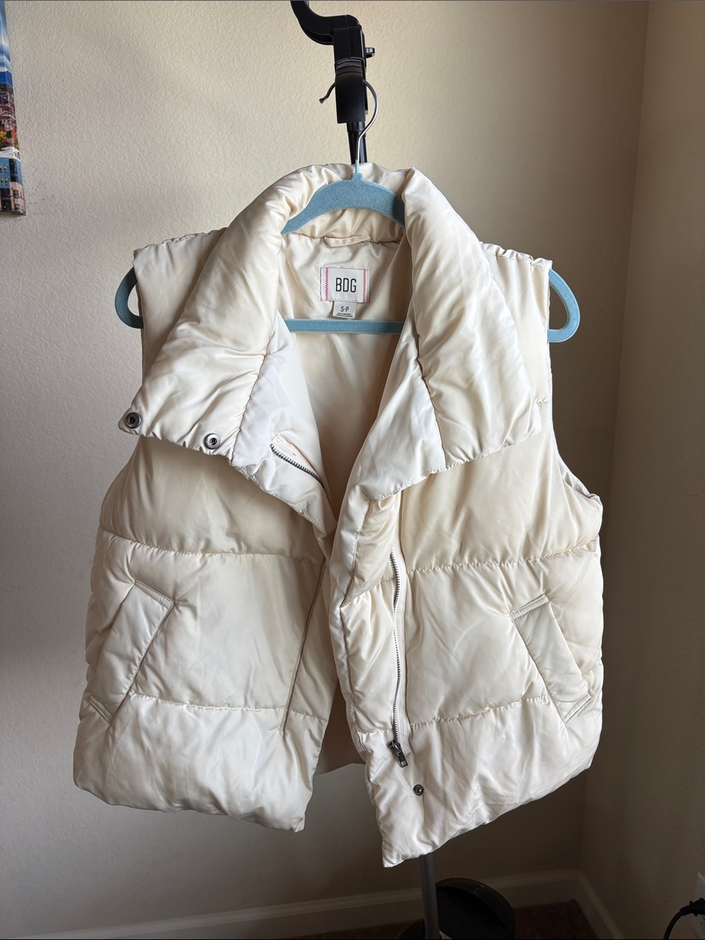 BDG Cream Puffer Vest
